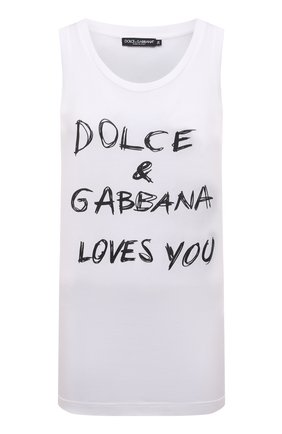 Женский хлопковая майка DOLCE & GABBANA белого цвета по цене 35700 руб., арт. F8K88T/G7XAV | Фото 1 Женский хлопковая майка DOLCE & GABBANA белого цвета, арт. F8K88T/G7XAV | Фото 1 (Материал внешний: Хлопок; Стили: Спорт-шик; Длина (для топов): Удлиненные)