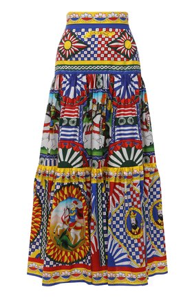 Женская хлопковая юбка DOLCE & GABBANA разноцветного цвета по цене 94950 руб., арт. F4A8QT/GDS11 | Фото 1 Женская хлопковая юбка DOLCE & GABBANA разноцветного цвета, арт. F4A8QT/GDS11 | Фото 1 (Материал внешний: Хлопок; Женское Кросс-КТ: Юбка-одежда; Стили: Гламурный; Длина Ж (юбки, платья, шорты): Макси)