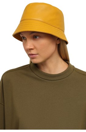 Женская кожаная панама LOEWE желтого цвета по цене 49950 руб., арт. K000HB1X01 | Фото 2 Женская кожаная панама LOEWE желтого цвета, арт. K000HB1X01 | Фото 2