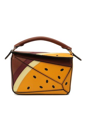 Женская сумка puzzle loewe x paula's ibiza LOEWE желтого цвета, арт. A510U95X40 | Фото 1 (Сумки-технические: Сумки top-handle; Материал: Натуральная кожа; Размер: mini; Ремень/цепочка: На ремешке)