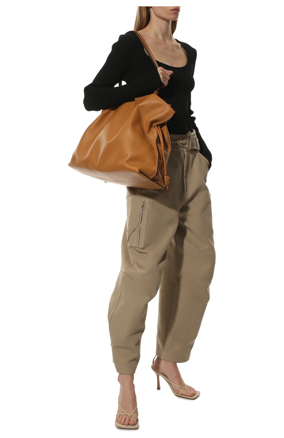 Женский сумка flamenco xl LOEWE светло-коричневого цвета, арт. A411X12X02 | Фото 3 (Сумки-технические: Сумки-шопперы; Материал: Натуральная кожа; Размер: large)