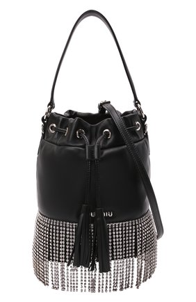 Женская сумка MIU MIU черного цвета, арт. 5BE014-2B6J-F0002-CFM | Фото 6 (Сумки-технические: Сумки top-handle; Материал: Натуральная кожа)