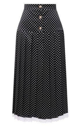 Женская шелковая юбка MIU MIU черно-белого цвета, арт. MG1435-X9H-F0967 | Фото 1 (Материал внешний: Синтетический материал; Стили: Романтичный; Женское Кросс-КТ: Юбка-одежда, юбка-плиссе; Длина Ж (юбки, платья, шорты): Миди)