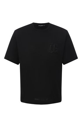 Мужская хлопковая футболка DOLCE & GABBANA черного цвета, арт. G8NB3Z/FU7EQ | Фото 1 (Материал внешний: Хлопок; Принт: Без принта; Рукава: Короткие; Стили: Кэжуэл; Длина (для топов): Стандартные)
