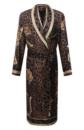 Мужской шелковый халат DOLCE & GABBANA леопардового цвета, арт. G0936T/FI16F | Фото 1 (Материал внешний: Шелк; Длина (верхняя одежда): Длинные; Материал подклада: Шелк; Рукава: Длинные; Кросс-КТ: домашняя одежда)