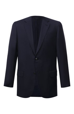 Мужской шерстяной пиджак BRIONI темно-синего цвета по цене 378500 руб., арт. RGH010/08A5P/PARLAMENT0 | Фото 1 Мужской шерстяной пиджак BRIONI темно-синего цвета, арт. RGH010/08A5P/PARLAMENT0 | Фото 1 (Длина (для топов): Стандартные; Материал внешний: Шерсть; Случай: Формальный; Пиджаки М: Прямой; Рукава: Длинные; Стили: Классический; 1-2-бортные: Однобортные; Материал подклада: Купро)