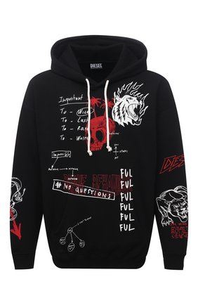 Мужской хлопковое худи DIESEL черного цвета по цене 23700 руб., арт. A03006/0GAZH | Фото 1 Мужской хлопковое худи DIESEL черного цвета, арт. A03006/0GAZH | Фото 1