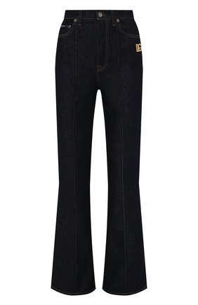 Женские джинсы DOLCE & GABBANA темно-синего цвета, арт. FTB7AD/G901Z | Фото 1 (Длина (брюки, джинсы): Удлиненные; Материал внешний: Хлопок; Силуэт Ж (брюки и джинсы): Расклешенные; Стили: Кэжуэл; Кросс-КТ: Деним)
