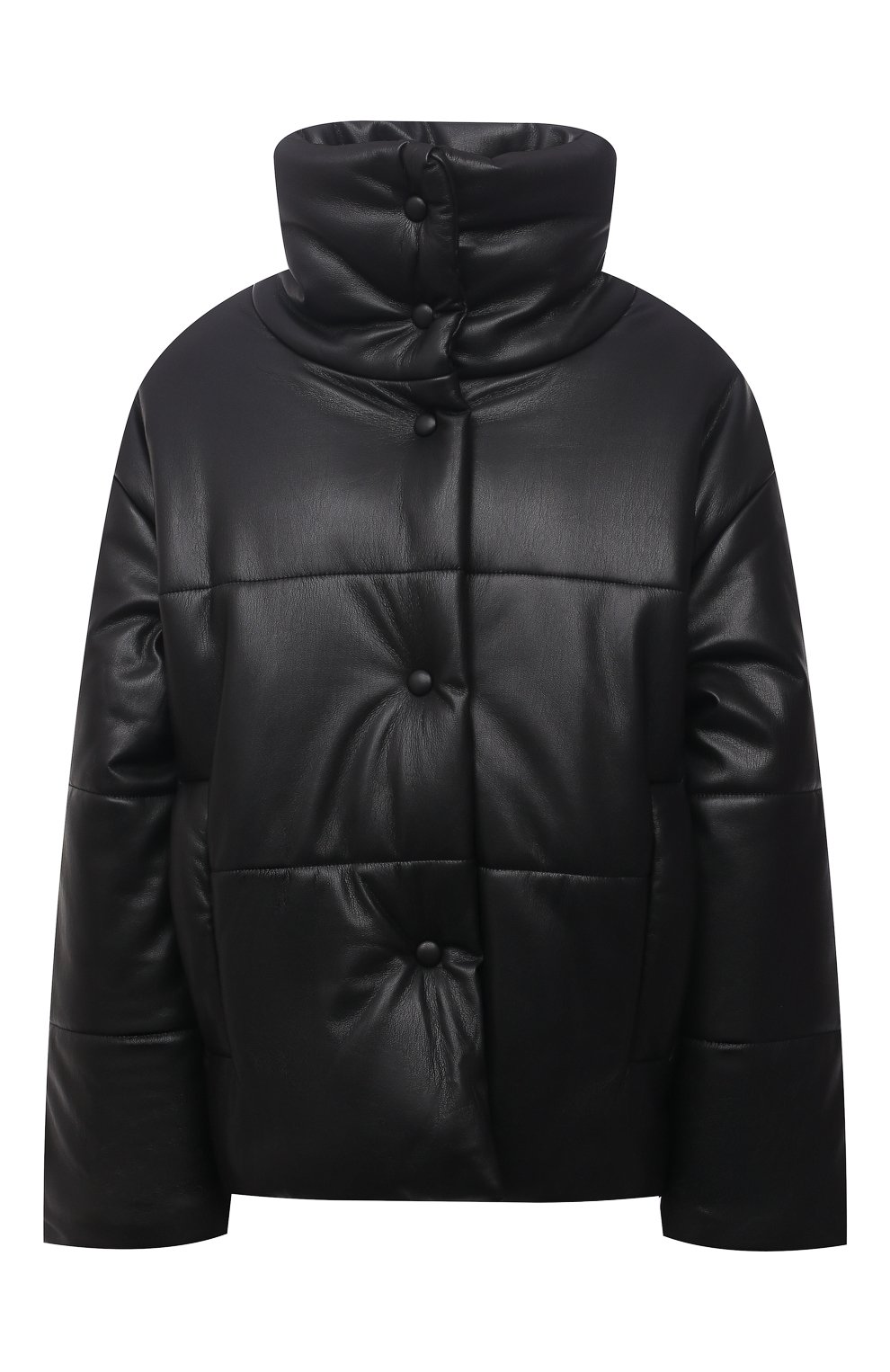 Женская утепленная куртка из экокожи NANUSHKA черного цвета, арт. NW20CRJK01899 | Фото 1 (Кросс-КТ: Куртка, Ут епленный; Рукава: Длинные; Материал внешний: Синтетический материал; Стили: Спорт-шик; Материал подклада: Синтетический материал; Длина (верхняя одежда): Короткие)