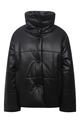 Женская утепленная куртка из экокожи NANUSHKA черного цвета, арт. NW20CRJK01899 | Фото 1 (Длина (верхняя одежда): Короткие; Материал внешний: Синтетический материал; Кросс-КТ: Куртка, Утепленный; Материал подклада: Синтетический материал; Стили: Спорт-шик; Рукава: Длинные)