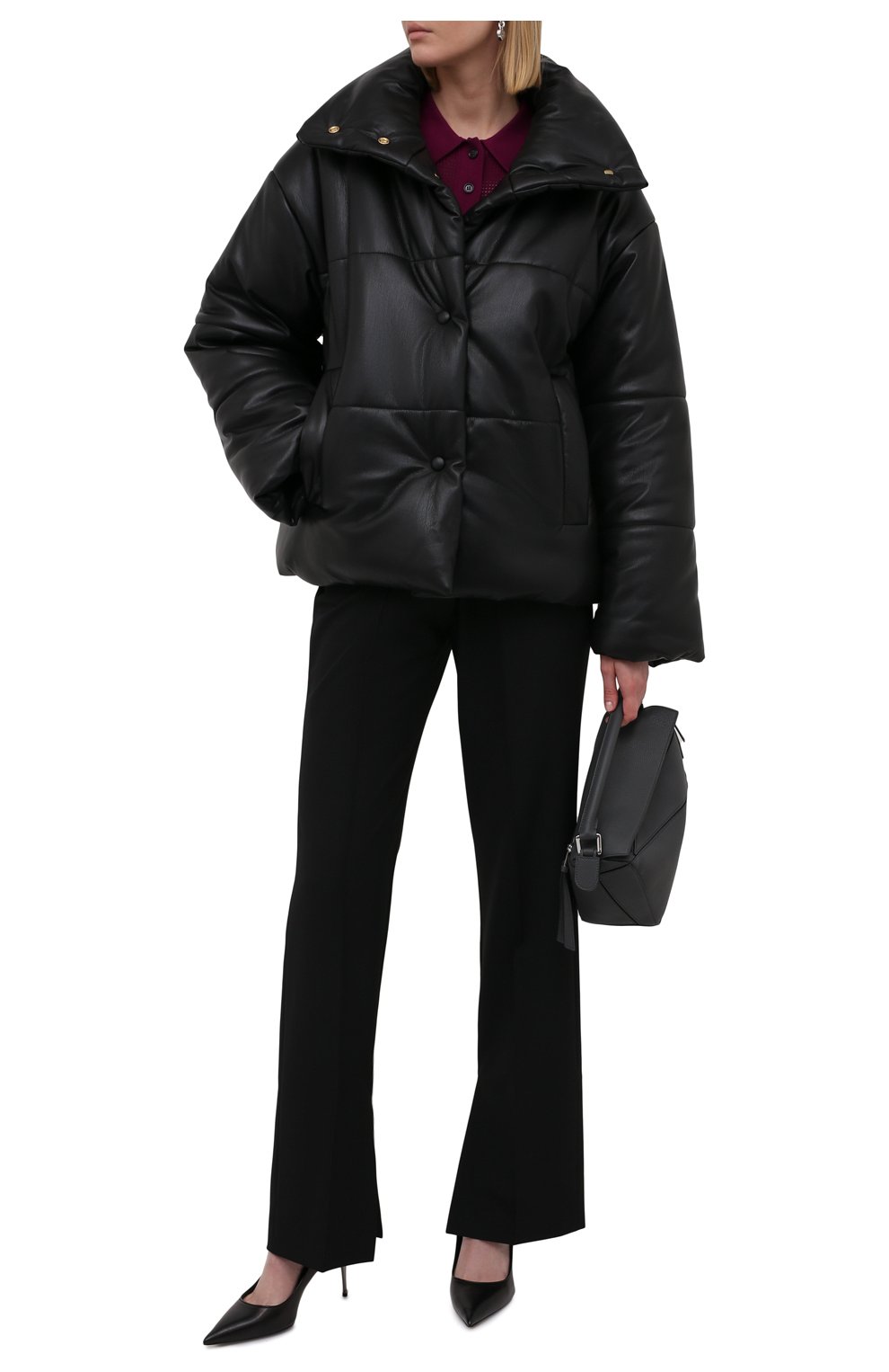 Женская утепленная куртка из экокожи NANUSHKA черного цвета, арт. NW20CRJK01899 | Фото 2 (Кросс-КТ: Куртка, Утепленный; Рукава: Длинные; Материал внешний: Синтетический материал; Стили: Спорт-шик; Материал подклада: Синтетический материал; Длина (верхняя одежда): Короткие)