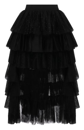 Женская юбка REDVALENTINO черного цвета по цене 69950 руб., арт. WR3RAG95/5MM | Фото 1 Женская юбка REDVALENTINO черного цвета, арт. WR3RAG95/5MM | Фото 1 (Материал внешний: Синтетический материал; Стили: Романтичный; Женское Кросс-КТ: Юбка-одежда; Длина Ж (юбки, платья, шорты): Миди; Материал подклада: Синтетический материал)
