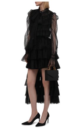 Женская юбка REDVALENTINO черного цвета по цене 69950 руб., арт. WR3RAG95/5MM | Фото 2 Женская юбка REDVALENTINO черного цвета, арт. WR3RAG95/5MM | Фото 2 (Материал внешний: Синтетический материал; Стили: Романтичный; Женское Кросс-КТ: Юбка-одежда; Длина Ж (юбки, платья, шорты): Миди; Материал подклада: Синтетический материал)