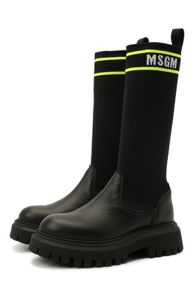 Детские сапоги с кожаной отделкой MSGM KIDS черного цвета по цене 33450 руб., арт. 69170/RANGER/T0M./36-41 | Фото 1 Детские сапоги с кожаной отделкой MSGM KIDS черного цвета, арт. 69170/RANGER/T0M./36-41 | Фото 1 (Материал внутренний: Натуральная кожа; Материал внешний: Текстиль, Кожа)