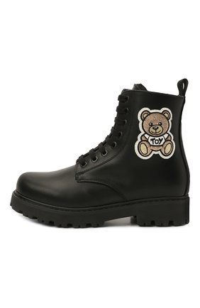 Детские кожаные ботинки MOSCHINO черного цвета по цене 28200 руб., арт. 68928/RUNNER/36-41 | Фото 2 Детские кожаные ботинки MOSCHINO черного цвета, арт. 68928/RUNNER/36-41 | Фото 2 (Материал утеплителя: Натуральный мех; Материал внешний: Кожа)