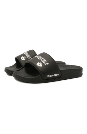 Детские шлепанцы DSQUARED2 черного цвета по цене 7445 руб., арт. 68490/PVC/SCRITTE/29-35 | Фото 1 Детские шлепанцы DSQUARED2 черного цвета, арт. 68490/PVC/SCRITTE/29-35 | Фото 1