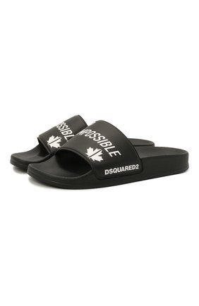 Детские шлепанцы DSQUARED2 черного цвета по цене 8195 руб., арт. 68490/PVC/SCRITTE/36-41 | Фото 1 Детские шлепанцы DSQUARED2 черного цвета, арт. 68490/PVC/SCRITTE/36-41 | Фото 1