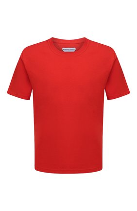 Мужская хлопковая футболка BOTTEGA VENETA красного цвета, арт. 649055/VF1U0 | Фото 1 (Материал внешний: Хлопок; Принт: Без принта; Длина (для топов): Стандартные; Стили: Минимализм; Рукава: Короткие)