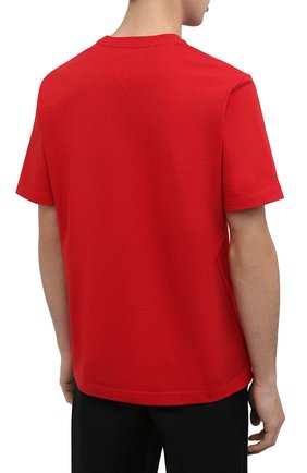 Мужская хлопковая футболка BOTTEGA VENETA красного цвета, арт. 649055/VF1U0 | Фото 4 (Принт: Без принта; Рукава: Короткие; Длина (для топов): Стандартные; Материал внешний: Хлопок; Стили: Минимализм)