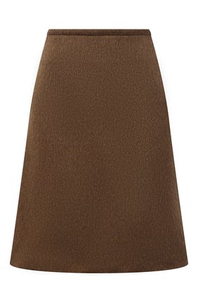 Женская юбка BOTTEGA VENETA коричневого цвета, арт. 668574/V0XS0 | Фото 1 (Материал внешний: Шерсть; Женское Кросс-КТ: Юбка-одежда; Длина Ж (юбки, платья, шорты): Мини; Стили: Гламурный)