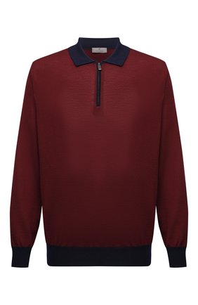 Мужское шерстяное поло CANALI бордового цвета по цене 42700 руб., арт. C0572B/MK00997 | Фото 1 Мужское шерстяное поло CANALI бордового цвета, арт. C0572B/MK00997 | Фото 1 (Материал внешний: Шерсть; Рукава: Длинные; Длина (для топов): Стандартные; Застежка: Молния; Кросс-КТ: Трикотаж; Стили: Кэжуэл)