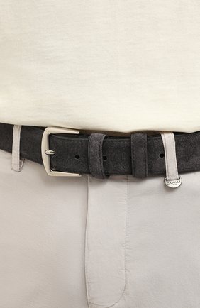 Мужской замшевый ремень LORO PIANA темно-серого цвета по цене 58200 руб., арт. FAA1544 | Фото 2 Мужской замшевый ремень LORO PIANA темно-серого цвета, арт. FAA1544 | Фото 2 (Случай: Повседневный; Материал: Замша, Натуральная кожа)