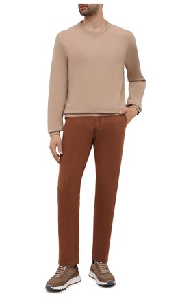 Мужские джинсы KITON коричневого цвета, арт. UFPPTM/J0336A | Фото 2 (Материал внешний: Хлопок, Деним; Силуэт М (брюки): Прямые; Длина (брюки, джинсы): Стандартные; Стили: Кэжуэл; Кросс-КТ: Деним)