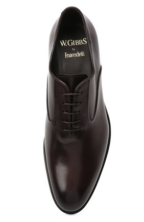 Мужские кожаные оксфорды W.GIBBS темно-коричневого цвета, арт. 7255025/2126 | Фото 5 (Материал внешний: Кожа; Материал внутренний: Натуральная кожа; Стили: Классический)