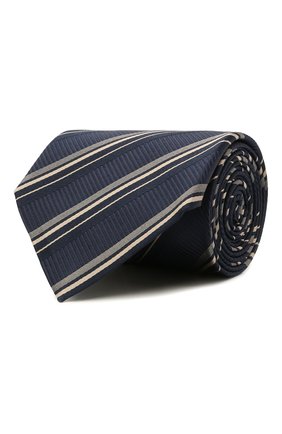 Мужской шелковый галстук BRIONI темно-синего цвета, арт. 062H00/01417 | Фото 1 (Материал: Текстиль, Шелк; Принт: С принтом)