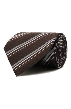 Мужской шелковый галстук BRIONI коричневого цвета, арт. 062H00/01417 | Фото 1 (Материал: Текстиль, Шелк; Принт: С принтом)