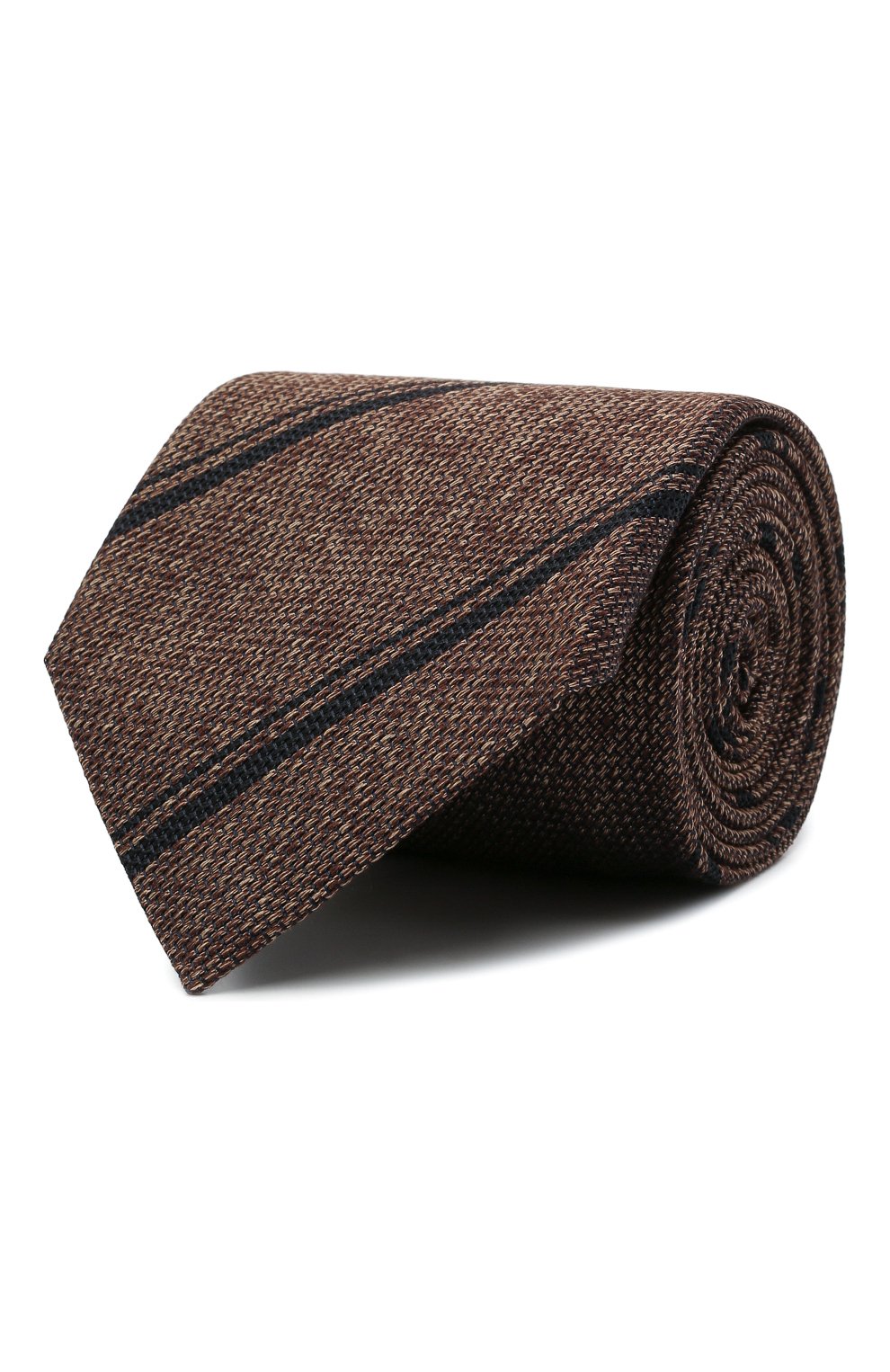 Мужской шелковый галстук BRIONI коричневого цвета, арт. 062H00/01411 | Фото 1 (Принт: С принтом; Материал: Текстиль, Шелк)