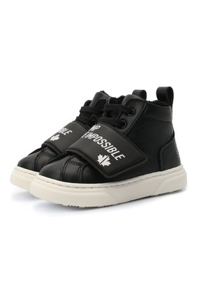 Детские высокие кожаные кеды DSQUARED2 черного цвета по цене 20600 руб., арт. 68458/KIPS/T0MAIA/KIPS/18-26 | Фото 1 Детские высокие кожаные кеды DSQUARED2 черного цвета, арт. 68458/KIPS/T0MAIA/KIPS/18-26 | Фото 1