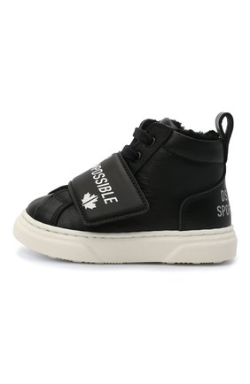 Детские высокие кожаные кеды DSQUARED2 черного цвета по цене 20600 руб., арт. 68458/KIPS/T0MAIA/KIPS/18-26 | Фото 2 Детские высокие кожаные кеды DSQUARED2 черного цвета, арт. 68458/KIPS/T0MAIA/KIPS/18-26 | Фото 2