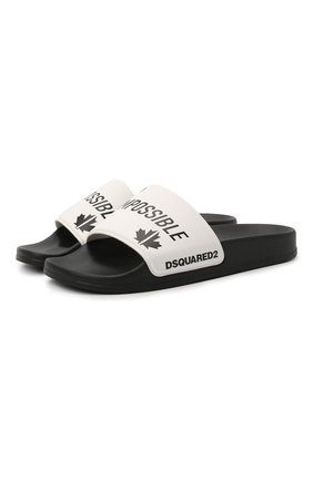 Детские шлепанцы DSQUARED2 черно-белого цвета по цене 8195 руб., арт. 68490/PVC/SCRITTE/36-41 | Фото 1 Детские шлепанцы DSQUARED2 черно-белого цвета, арт. 68490/PVC/SCRITTE/36-41 | Фото 1