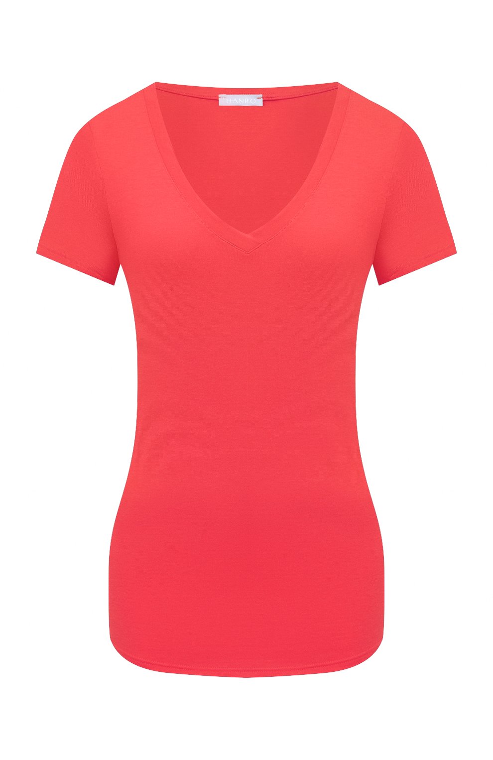 Женская футболка HANRO кораллового цвета, арт. 077876 | Фото 1 (Материал внешний: Синтетический материал, Хлопок; Женское Кросс-КТ: Футболка-белье)