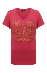 Женская хлопковая футболка exclusive for moscow HARLEY-DAVIDSON красного цвета, арт. R004108 | Фото 1 (Рукава: Короткие; Длина (для топов): Стандартные; Стили: Гранж; Принт: С принтом; Материал внешний: Хлопок; Женское Кросс-КТ: Футболка-одежда)