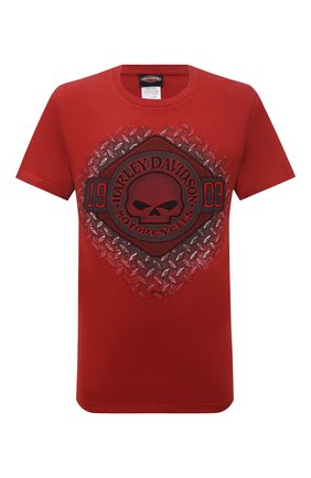 Мужская хлопковая футболка exclusive for moscow HARLEY-DAVIDSON красного цвета, арт. R004041 | Фото 1 (Материал внешний: Хлопок; Рукава: Короткие; Принт: С принтом; Стили: Гранж)