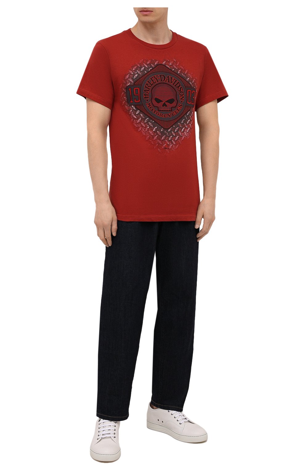 Мужская хлопковая футболка exclusive for moscow HARLEY-DAVIDSON красного цвета, арт. R004041 | Фото 2 (Рукава: Короткие; Стили: Гранж; Принт: С принтом; Материал внешний: Хлопок)