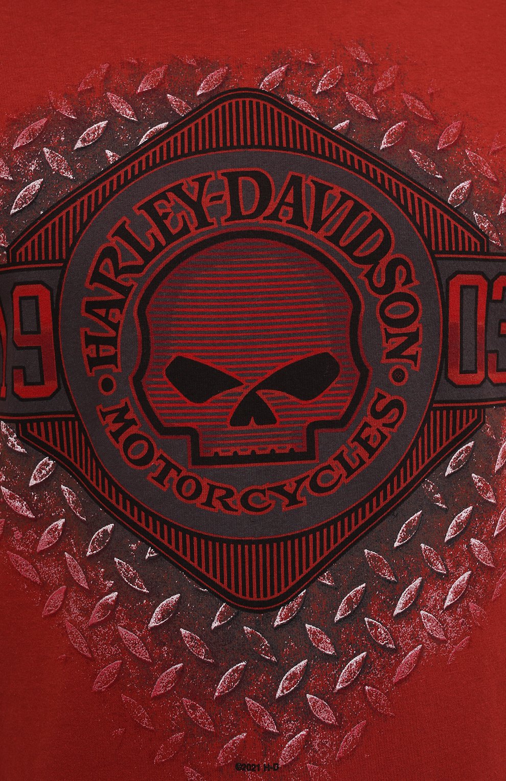 Мужская хлопковая футболка exclusive for moscow HARLEY-DAVIDSON красного цвета, арт. R004041 | Фото 5 (Рукава: Короткие; Стили: Гранж; Принт: С принтом; Материал внешний: Хлопок)