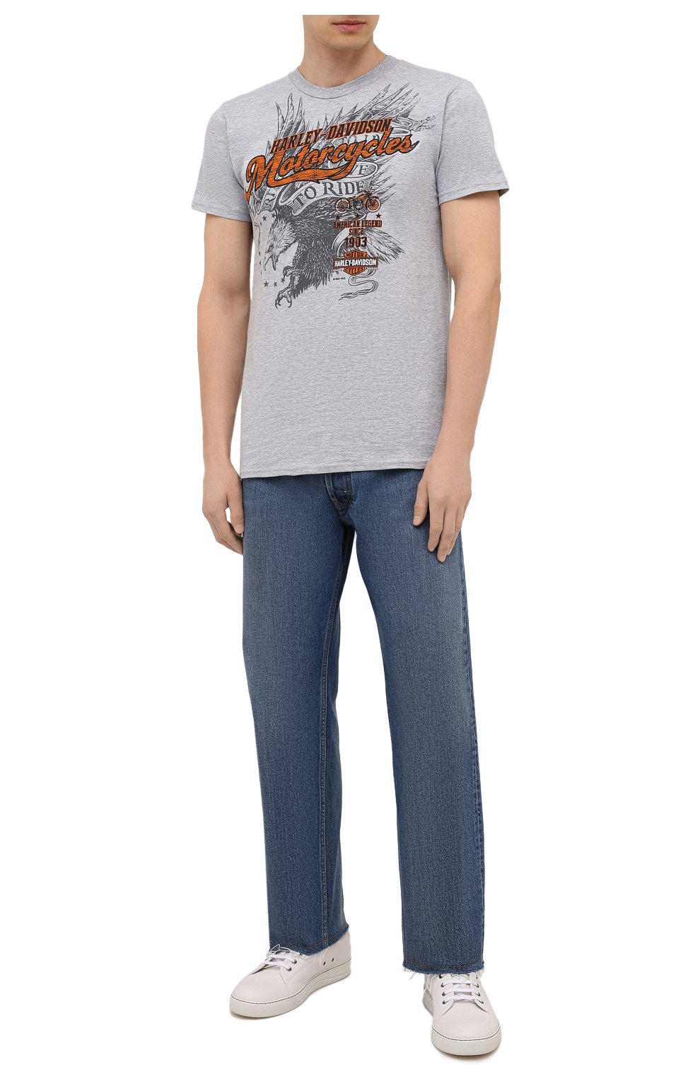 Мужская хлопковая футболка exclusive for moscow HARLEY-DAVIDSON серого цвета, арт. R004051 | Фото 2 (Рукава: Короткие; Стили: Гранж; Принт: С принтом; Материал внешний: Хлопок)