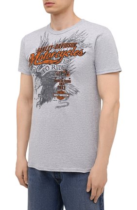 Мужская хлопковая футболка exclusive for moscow HARLEY-DAVIDSON серого цвета, арт. R004051 | Фото 3 (Рукава: Короткие; Стили: Гранж; Принт: С принтом; Материал внешний: Хлопок)
