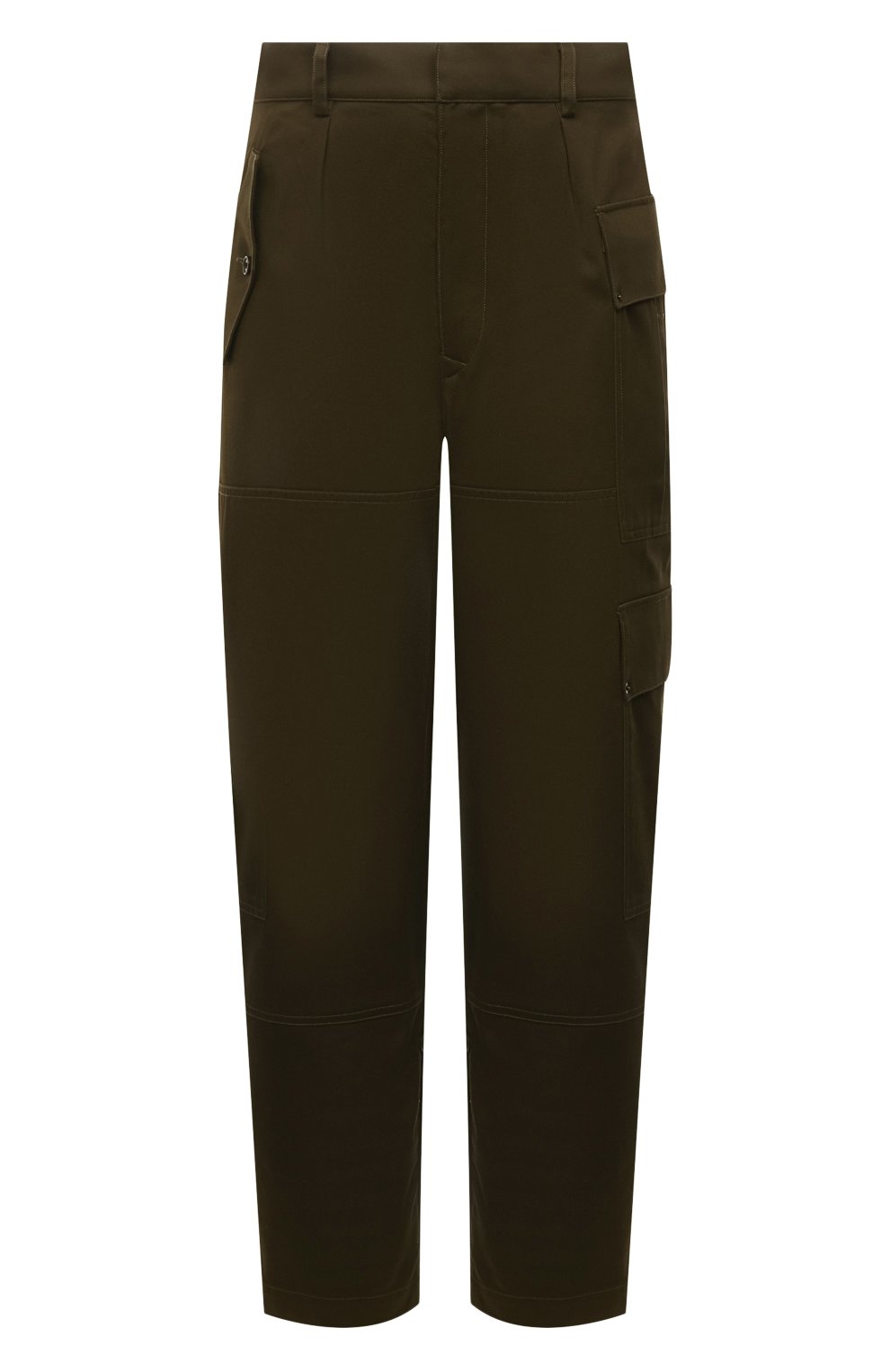 Мужские хлопковые брюки LOEWE хаки цвета, арт. H526Y04W39 | Фото 1 (Длина (брюки, джинсы): Стандартные; Случай: Повседневный; Стили: Милитари; Материал внешний: Хлопок)