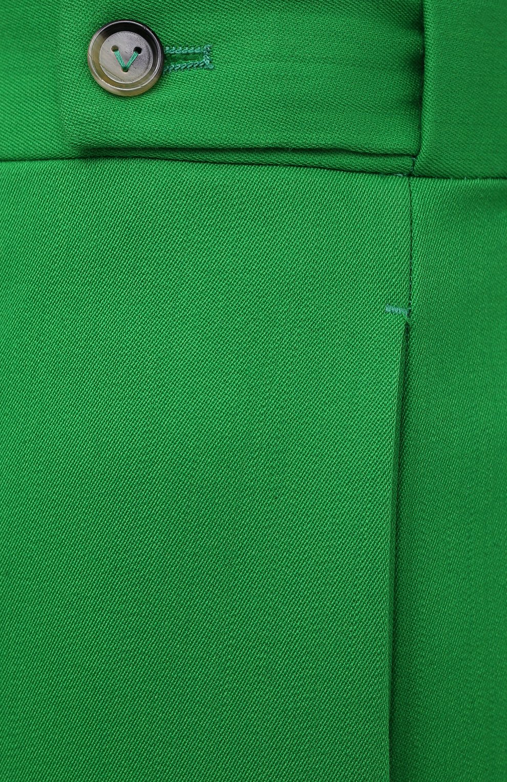 Мужские шерстяные брюки BOTTEGA VENETA зеленого цвета, арт. 659698/VKIV0 | Фото 5 (Материал внешний: Шерсть; Длина (брюки, джинсы): Стандартные; Случай: Повседневный; Стили: Минимализм)
