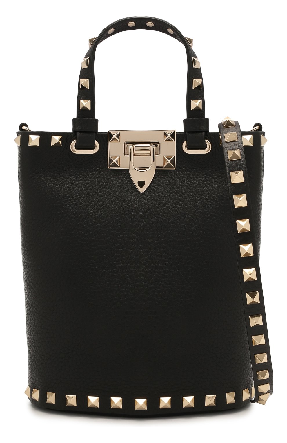 Женская сумка rockstud VALENTINO черного цвета по цене 77450 руб., арт. WW2P0W31/VSH | Фото 6 Женская сумка rockstud VALENTINO черного цвета, арт. WW2P0W31/VSH | Фото 6 (Сумки-технические: Сумки top-handle; Материал: Натуральная кожа; Размер: mini; Ремень/цепочка: На ремешке)