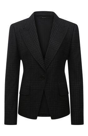 Женский шерстяной жакет TOM FORD серого цвета по цене 275500 руб., арт. GI2779-FAX869 | Фото 1 Женский шерстяной жакет TOM FORD серого цвета, арт. GI2779-FAX869 | Фото 1 (Материал внешний: Шерсть; Длина (для топов): Стандартные; Случай: Формальный; Женское Кросс-КТ: Жакет-одежда; Материал подклада: Вискоза; Рукава: Длинные; 1-2-бортные: Однобортные; Стили: Гламурный)