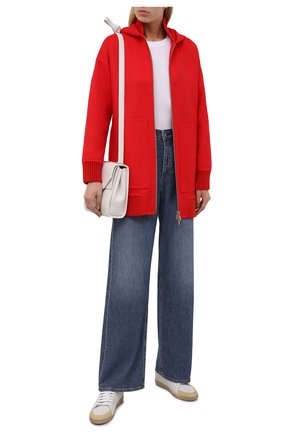 Женская шерстяная куртка LORENA ANTONIAZZI красного цвета, арт. A2103CP17A/3517 | Фото 2 (Рукава: Длинные; Материал внешний: Шерсть; Стили: Кэжуэл; Женское Кросс-КТ: Кардиган-одежда; Длина (верхняя одежда): До середины бедра; Кросс-КТ: Куртка)