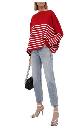 Женский хлопковый пуловер VALENTINO красного цвета, арт. WB3KC24F6H0 | Фото 2 (Материал внешний: Хлопок; Длина (для топов): Стандартные; Рукава: Длинные; Стили: Кэжуэл; Женское Кросс-КТ: Пуловер-одежда)