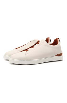 Мужские кожаные кеды triple stitch ZEGNA COUTURE кремвого цвета по цене 59500 руб., арт. A4667X-LHCV0 | Фото 1 Мужские кожаные кеды triple stitch ZEGNA COUTURE кремвого цвета, арт. A4667X-LHCV0 | Фото 1