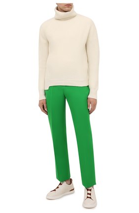 Мужские кожаные кеды triple stitch ZEGNA COUTURE кремвого цвета по цене 59500 руб., арт. A4667X-LHCV0 | Фото 2 Мужские кожаные кеды triple stitch ZEGNA COUTURE кремвого цвета, арт. A4667X-LHCV0 | Фото 2