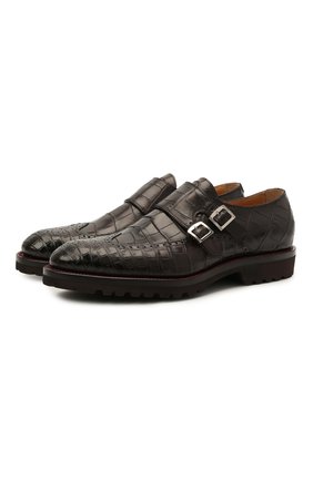 Мужские монки из кожи крокодила KITON темно-коричневого цвета по цене 599500 руб., арт. USSWALTN00102/CNIL | Фото 1 Мужские монки из кожи крокодила KITON темно-коричневого цвета, арт. USSWALTN00102/CNIL | Фото 1 (Материал внутренний: Натуральная кожа; Материал внешний: Экзотическая кожа; Стили: Классический)